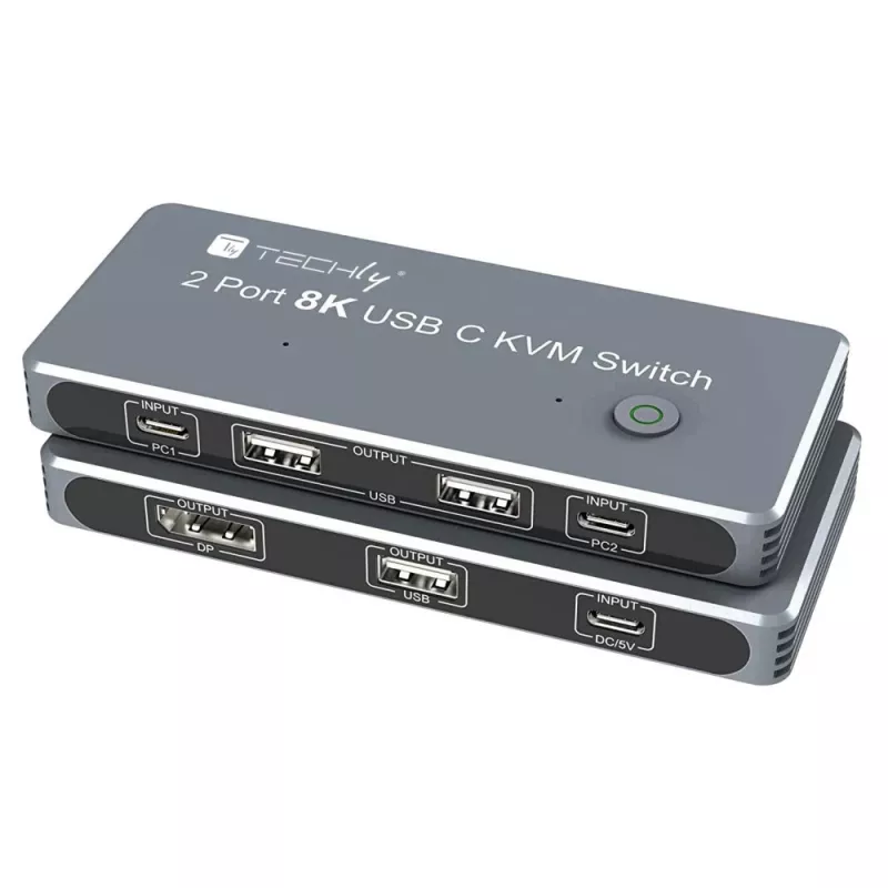 Techly IDATA KVM-DPC8K KVM jungiklis pilkas