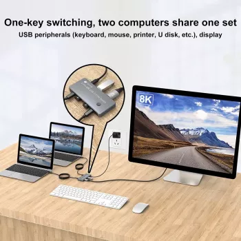 Techly IDATA KVM-DPC8K KVM jungiklis pilkas