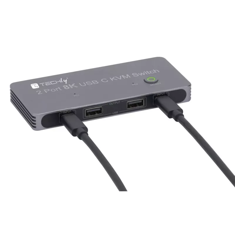 Techly IDATA KVM-DPC8K KVM jungiklis pilkas