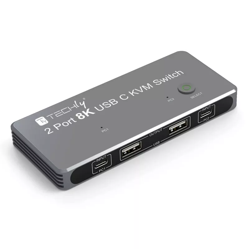 Techly IDATA KVM-DPC8K KVM jungiklis pilkas