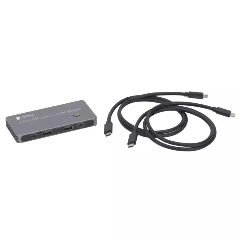 Techly IDATA KVM-DPC8K KVM jungiklis pilkas