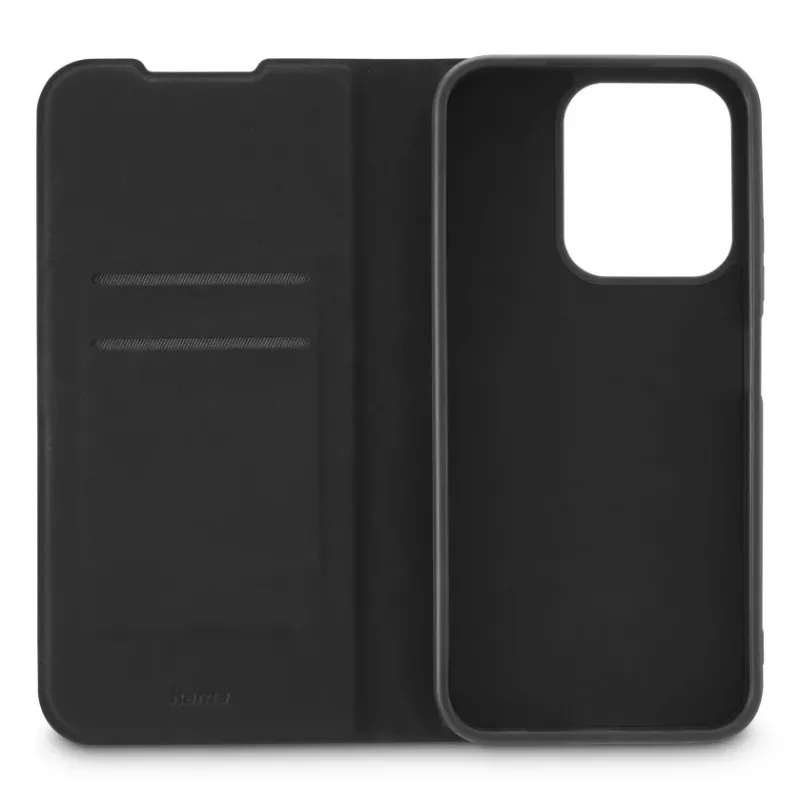 Dėklas knygelė HAMA Daily Protect, skirtas Xiaomi Redmi 15C – tinka 17,5 cm (6,9 colio), juodas, 2 kortelių kišenėlės, stalinis stovas
