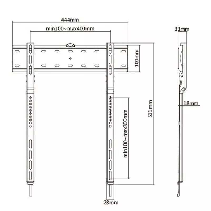 Techly ICA-PLB 734F TV laikiklis/stovas 165,1 cm (65 col.) juodas