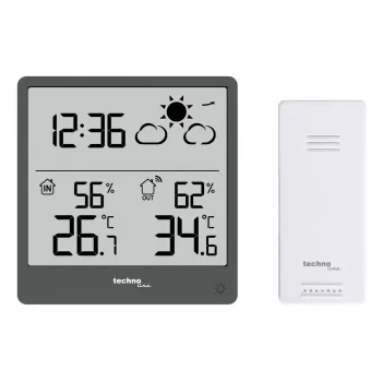 Skaitmeninė orų stotelė TechnoLine WS 9138 — patalpų/lauko termometras ir higrometras, pilka, baterija AAA