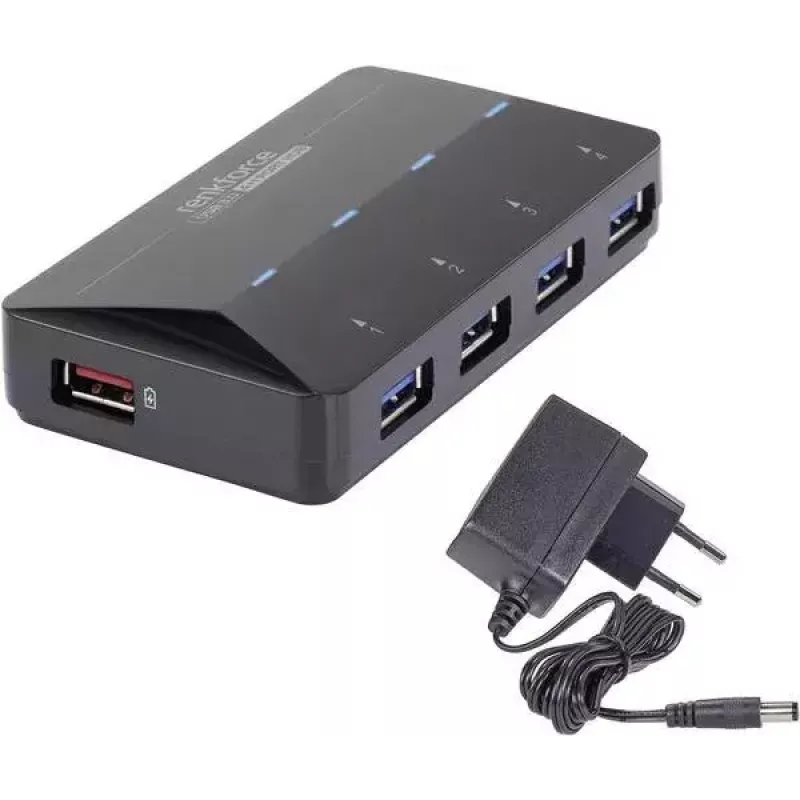 Sąsajos šakotuvas Renkforce RF-3806031 USB 3.2 Gen 1 Type-B Juoda