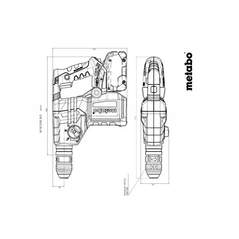 Smūginis gręžtuvas Metabo KH 18 LTX BL 28 Q 1000 RPM SDS Plus