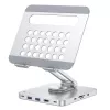 Techly 8-in-1 USB-C Hub Docking Station Tablet Stand, Tableto stovas, Sidabrinis, Aliuminis, 360°, USB 3.2 Gen 1 (3.1 Gen 1) Type-C, 5000 Mbit/s