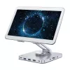 Techly 8-in-1 USB-C Hub Docking Station Tablet Stand, Tableto stovas, Sidabrinis, Aliuminis, 360°, USB 3.2 Gen 1 (3.1 Gen 1) Type-C, 5000 Mbit/s