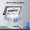 Techly 8-in-1 USB-C Hub Docking Station Tablet Stand, Tableto stovas, Sidabrinis, Aliuminis, 360°, USB 3.2 Gen 1 (3.1 Gen 1) Type-C, 5000 Mbit/s