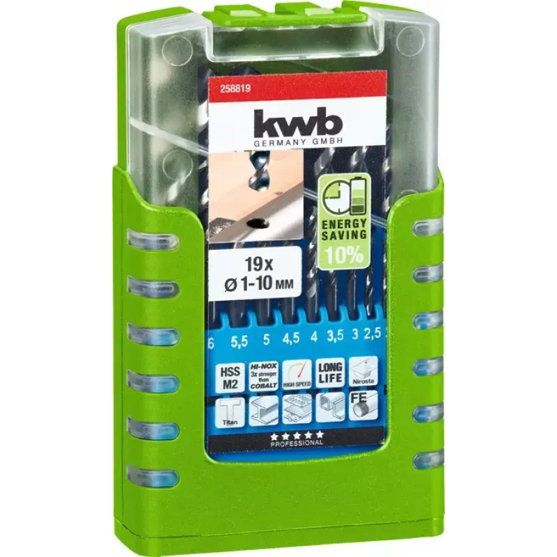 Grąžtų rinkinys KWB 258819 19 vnt. sukimasis į dešinę