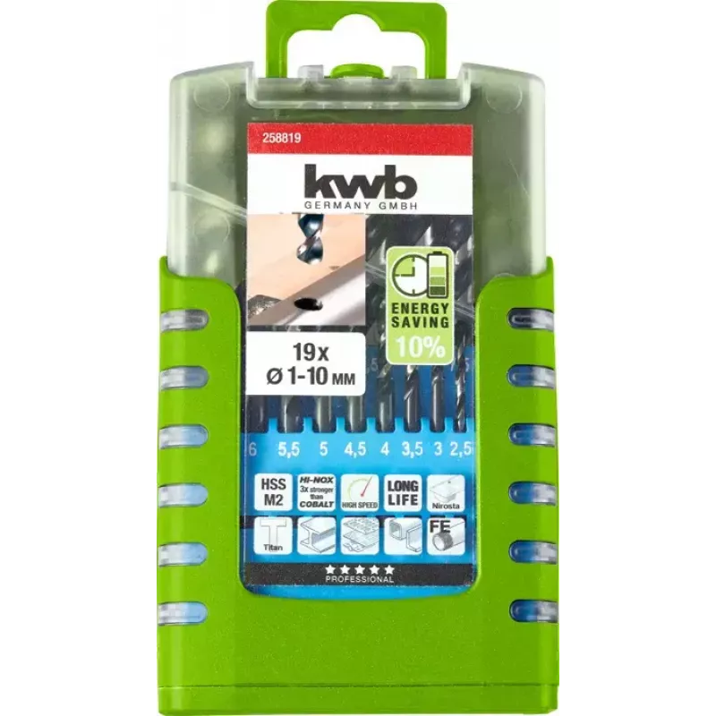 Grąžtų rinkinys KWB 258819 19 vnt. sukimasis į dešinę