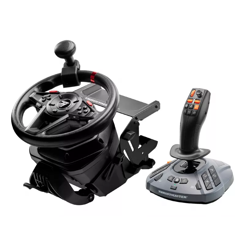 Thrustmaster T128 SimTask Farming Pack juodas vairas + pedalai + pavarų perjungiklis PC, PlayStation 4, PlayStation 5