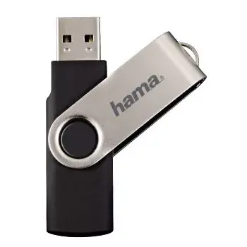 Hama Rotate 128GB USB 2.0 USB atmintukas USB Type-A Juoda, Sidabrinė