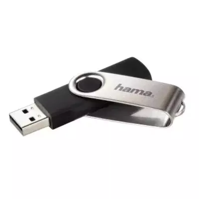 Hama Rotate 128GB USB 2.0 USB atmintukas USB Type-A Juoda, Sidabrinė