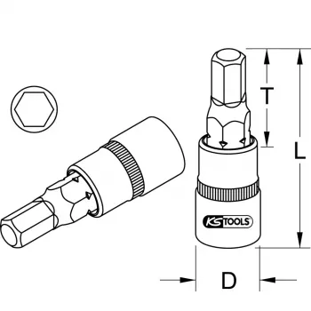 Lizdų rinkinys KS Tools 911.1438 1/4 colio pavara 1 galvutė 15 g