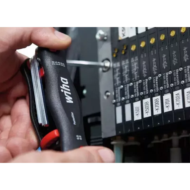 Sulankstomas Torx raktų rinkinys Wiha 25128 — 7 vnt. (T7–T25), juoda/žalia, 104 g