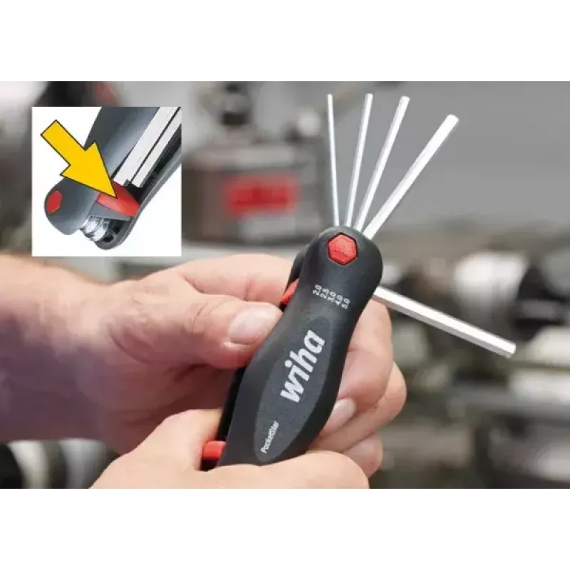 Sulankstomas Torx raktų rinkinys Wiha 25128 — 7 vnt. (T7–T25), juoda/žalia, 104 g