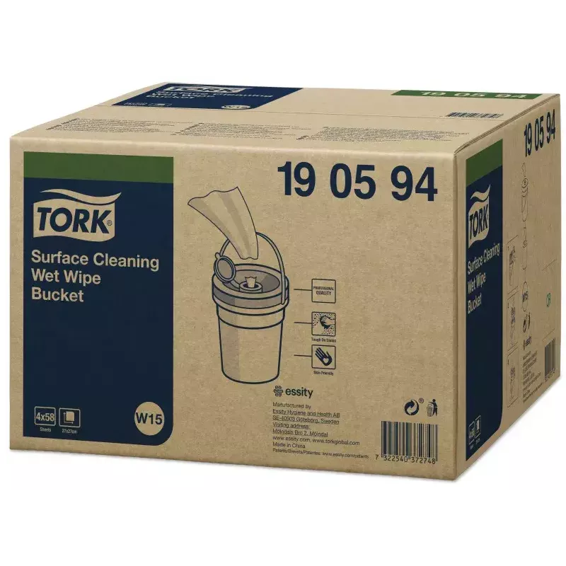 Paviršių paruošiamosios servetėlės Tork 190594 — baltos, 58 servetėlės, pakuotė 158×158×191 mm