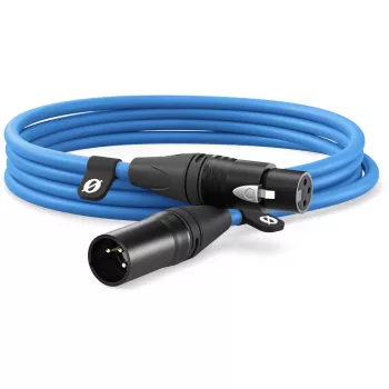 XLR kabelis Rode XLR3M-B 3 m — mikrofoninis kabelis iš kištuko į lizdą, mėlynas