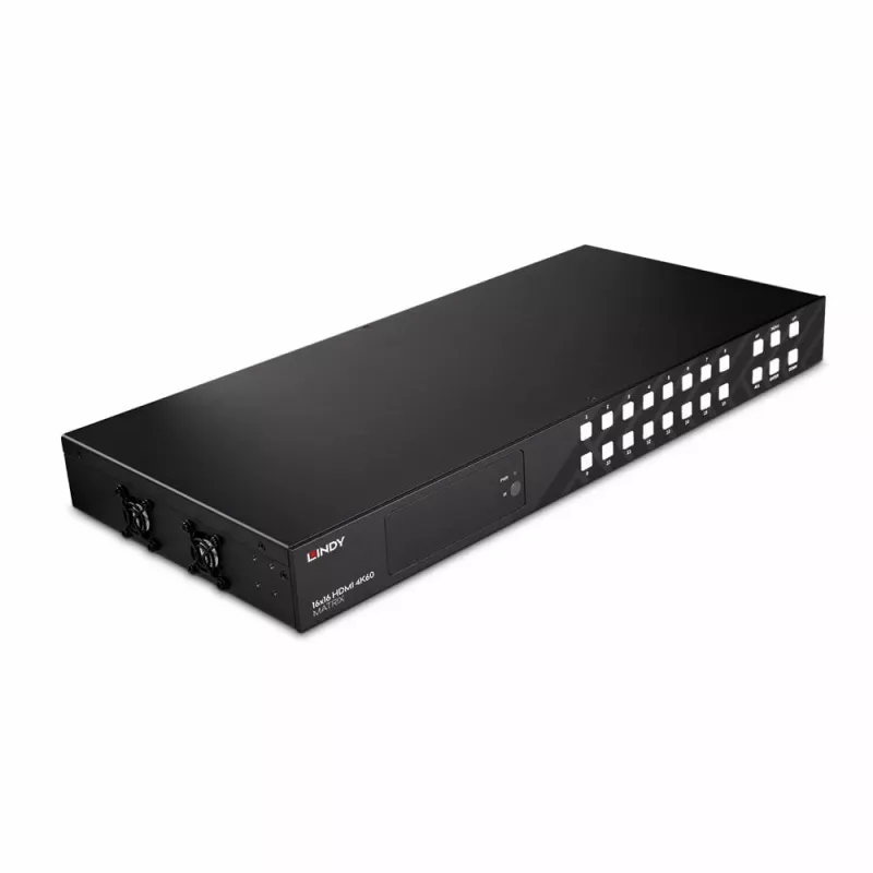 Lindy 16x16 HDMI 4K60 Matrix, HDMI, HDMI, 3,5 mm, 3840 x 2160 pikselių, juoda, metalinė