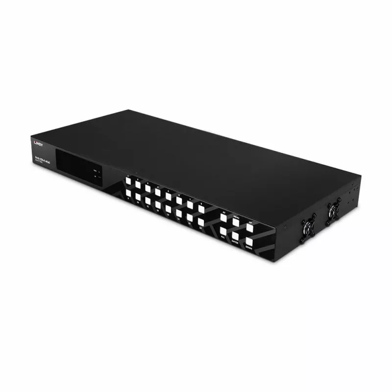 Lindy 16x16 HDMI 4K60 Matrix, HDMI, HDMI, 3,5 mm, 3840 x 2160 pikselių, juoda, metalinė