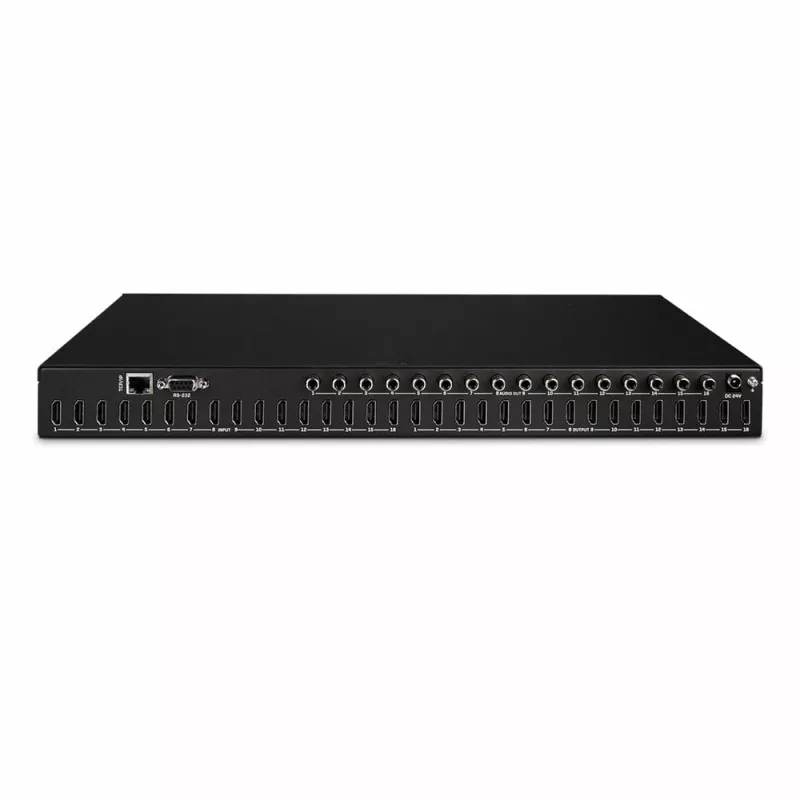 Lindy 16x16 HDMI 4K60 Matrix, HDMI, HDMI, 3,5 mm, 3840 x 2160 pikselių, juoda, metalinė