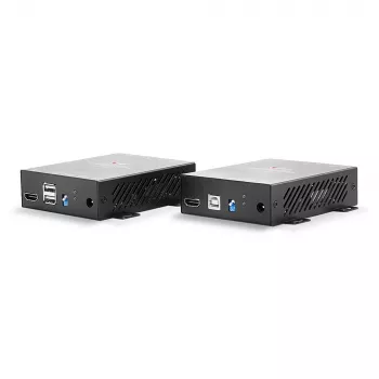 Lindy 300m Fibre Optic HDMI 4K60 and USB KVM Extender, siųstuvas ir imtuvas, laidinis, 300 m, 3840 x 2160 pikselių, juoda, metalas