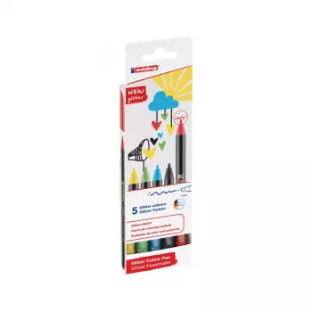 Flomasterių rinkinys Edding 4-1200-5-3 Aqua Juoda Light Green Red Geltona su kulkos formos antgaliu