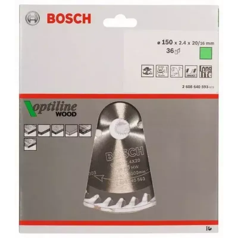 Apskritas pjūklo diskas Bosch 2 608 640 593 15 cm Medienai