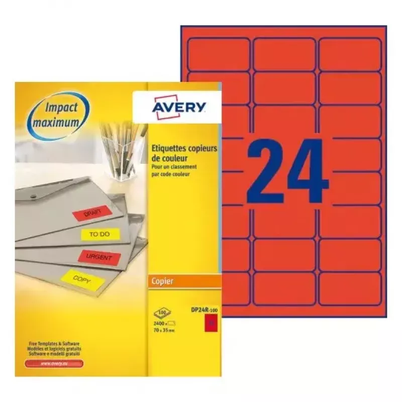 Lipnios spausdintuvo etiketės AVERY DP24R-100
