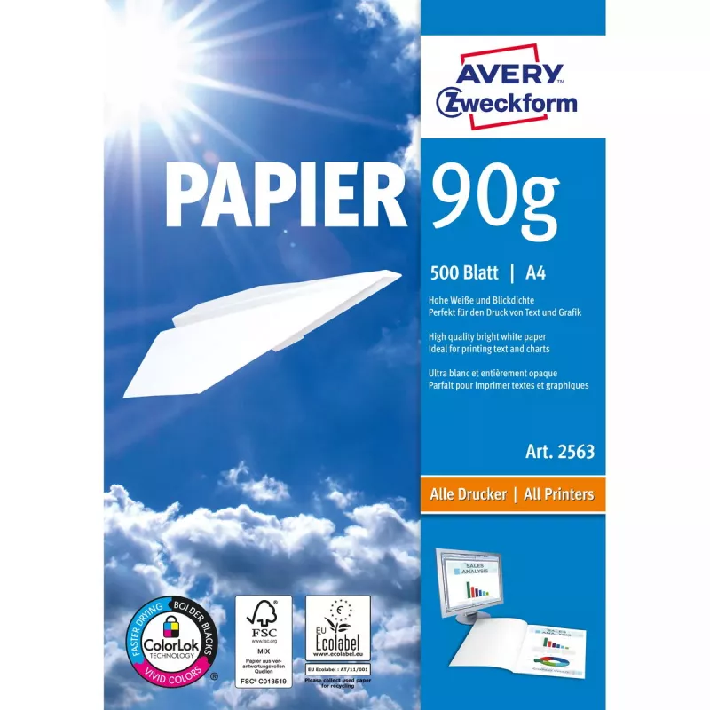 Spausdinimo popierius A4 Avery 90 g/m² 500 lapų