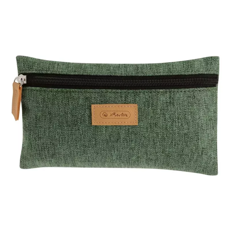 Minkštas penalas Herlitz GREENline poliesterio žalias pilkas 210x15x123 mm