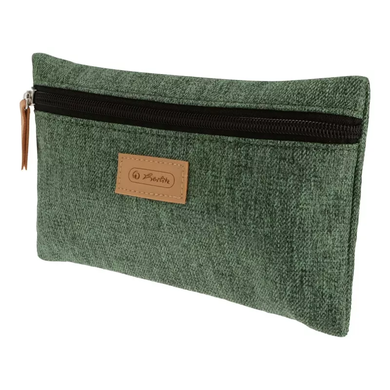 Minkštas penalas Herlitz GREENline poliesterio žalias pilkas 210x15x123 mm