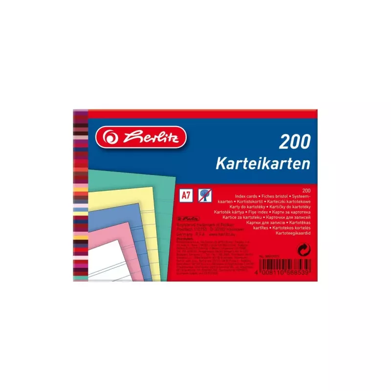 Index Card Herlitz 50019373 Mėlynos Rožinės Rožinės