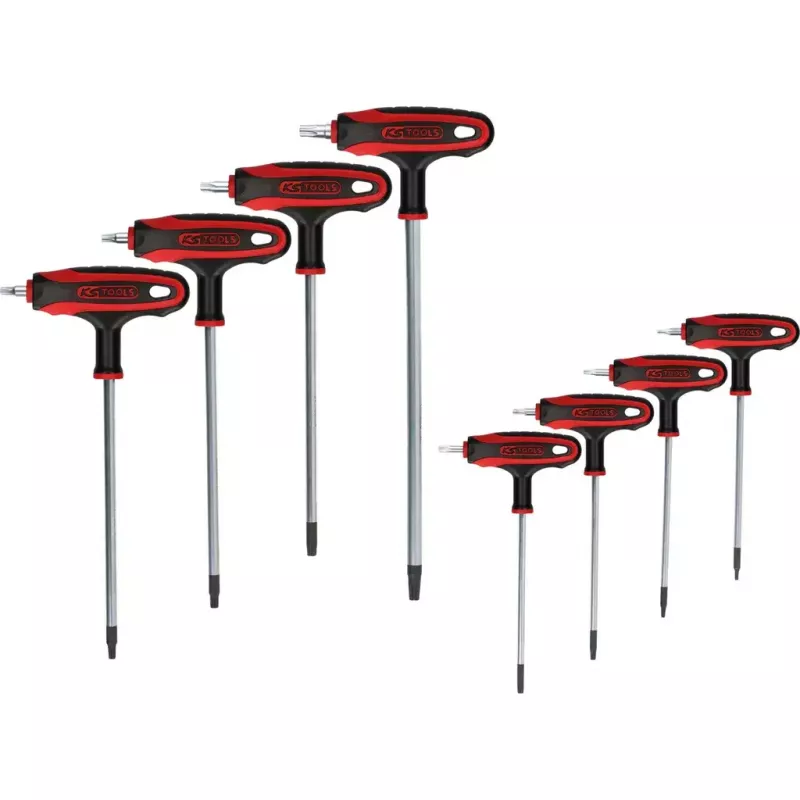 L formos „Torx“ raktų rinkinys KS Tools 151.8165 iš chromo-vanadžio plieno 8 vnt.