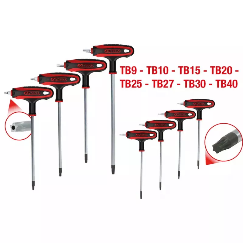 L formos „Torx“ raktų rinkinys KS Tools 151.8165 iš chromo-vanadžio plieno 8 vnt.
