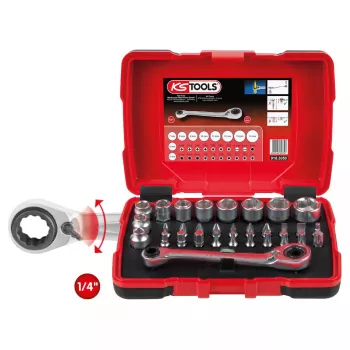 Veržliarakčių galvučių rinkinys KS Tools 918.3050 31 galvutė Chromo-vanadžio plienas