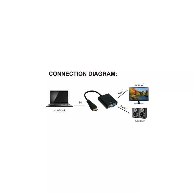 InLine keitiklis HDMI į VGA su garso įvestimi HDMI išvestis VGA ir stereofoninis garsas