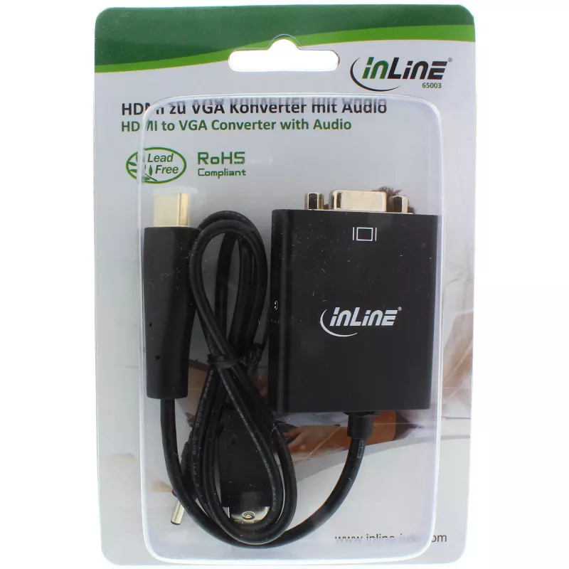 InLine keitiklis HDMI į VGA su garso įvestimi HDMI išvestis VGA ir stereofoninis garsas