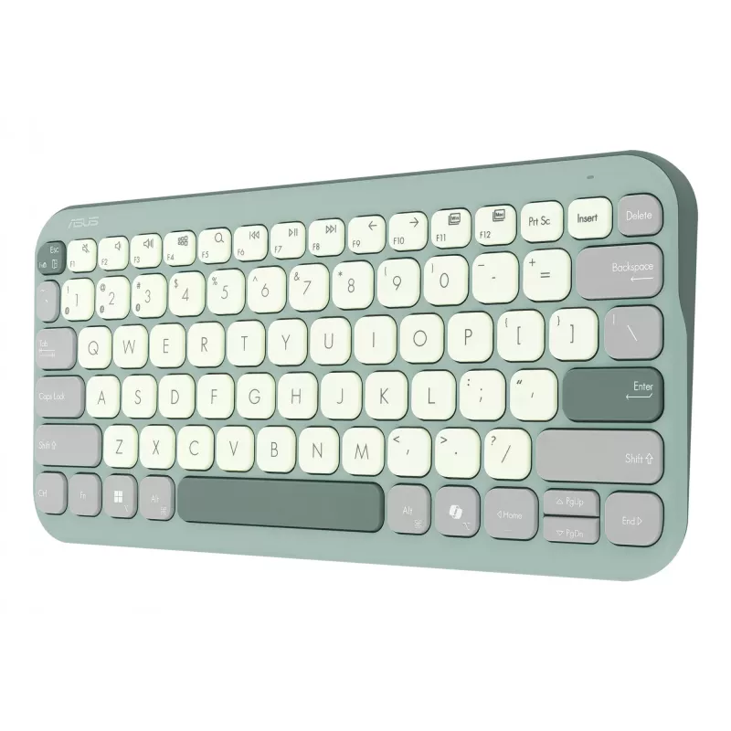 Belaidė Bluetooth 75% ASUS Marshmallow KW100 klaviatūra — QWERTZ išdėstymas, žirkliniai jungikliai, žalia, namams