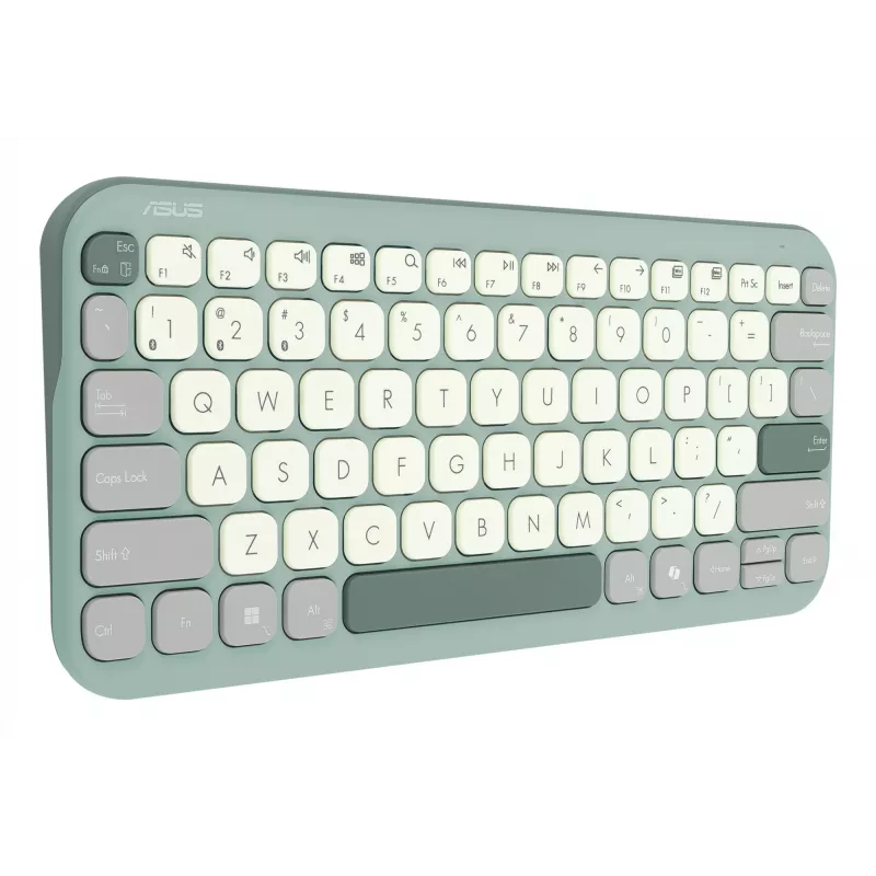 Belaidė Bluetooth 75% ASUS Marshmallow KW100 klaviatūra — QWERTZ išdėstymas, žirkliniai jungikliai, žalia, namams