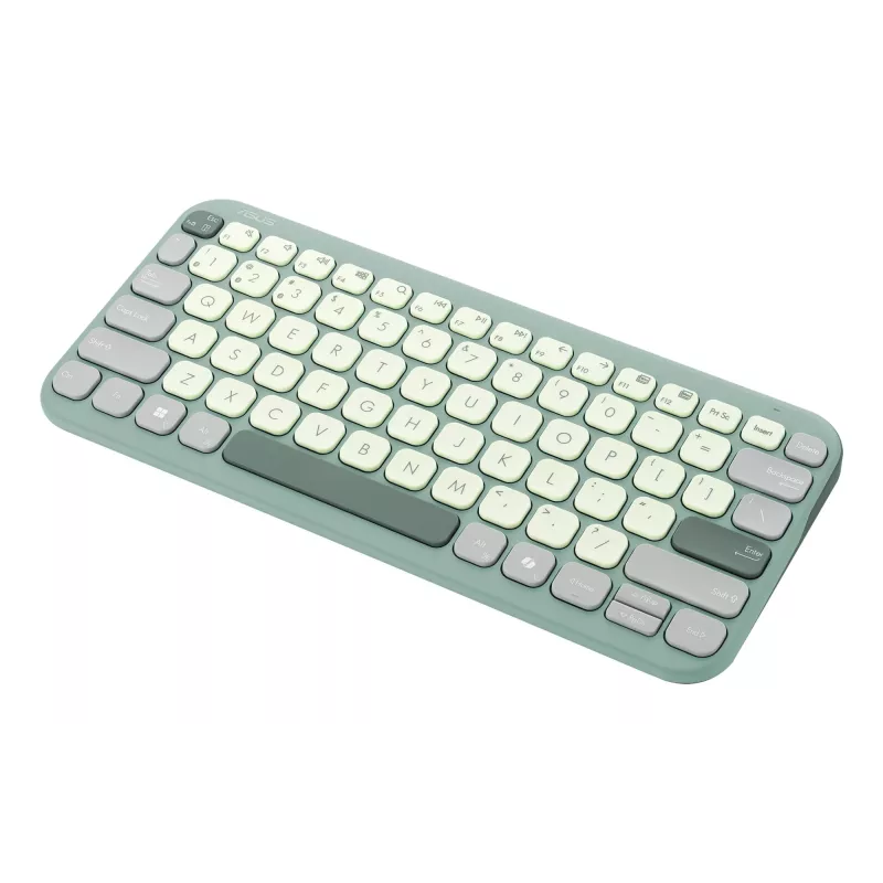 Belaidė Bluetooth 75% ASUS Marshmallow KW100 klaviatūra — QWERTZ išdėstymas, žirkliniai jungikliai, žalia, namams