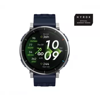 Išmanusis laikrodis Amazfit W2558GL2N — 1,32 colio (3,35 cm) AMOLED 466×466 pikselių, GPS, 365 mAh, silikoninis dirželis (mėlynas)
