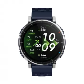 Išmanusis laikrodis Amazfit W2558GL2N — 1,32 colio (3,35 cm) AMOLED 466×466 pikselių, GPS, 365 mAh, silikoninis dirželis (mėlynas)