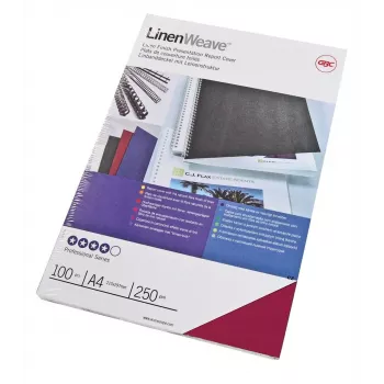 GBC LinenWeave įrišimo viršeliai 250 g/m² A4 raudoni (100), A4, raudona, 250 g/m², 100 vnt., Egiptas