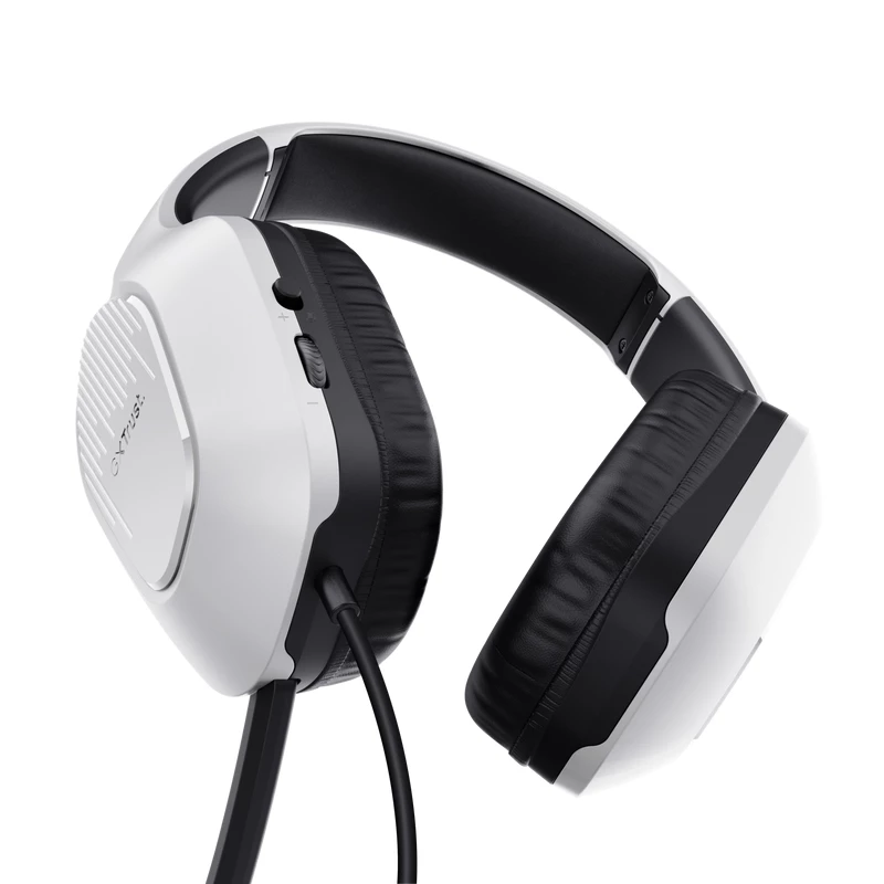 Trust GXT 415PS ZIROX ausinės su laidu, ant galvos dedamas lankelis, žaidimams, juodos, baltos