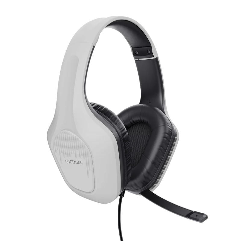 Trust GXT 415PS ZIROX ausinės su laidu, ant galvos dedamas lankelis, žaidimams, juodos, baltos