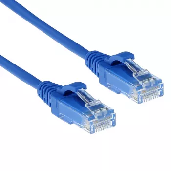 ACT mėlynas 7 metrų LSZH U/UTP CAT6 duomenų centro plonas komutacinis kabelis, nesikabinantis, su RJ45 jungtimis
