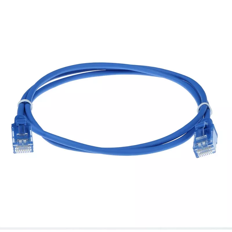 ACT mėlynas 10 m LSZH U/UTP CAT6 duomenų centro plonas komutacinis kabelis be kliuvinių su RJ45 jungtimis