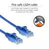 ACT mėlynas 10 m LSZH U/UTP CAT6 duomenų centro plonas komutacinis kabelis be kliuvinių su RJ45 jungtimis